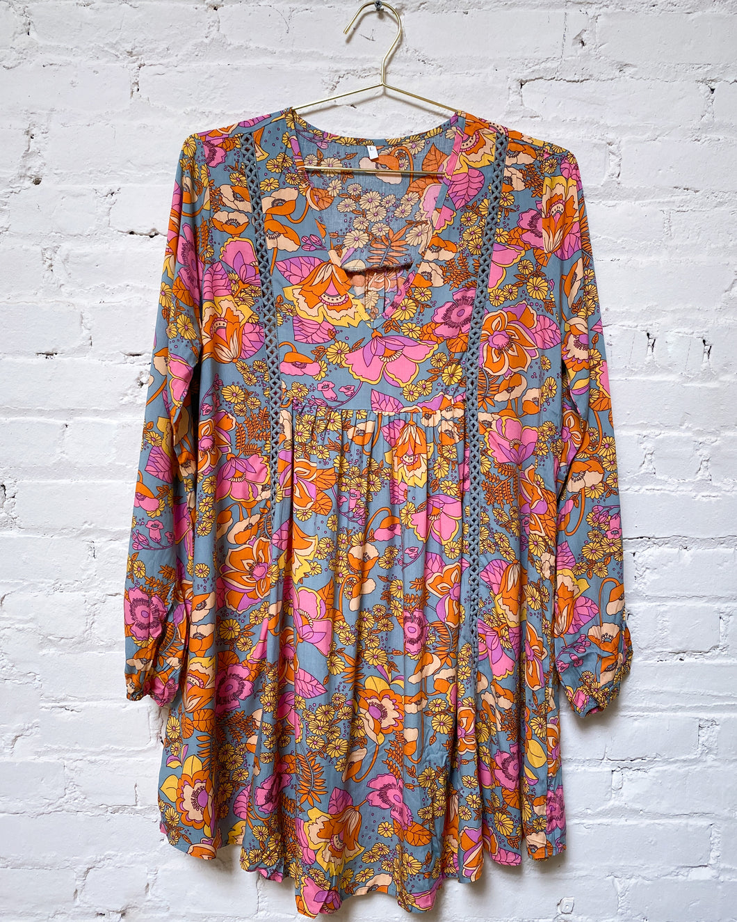 Blue Floral Lightweight Dress (L)