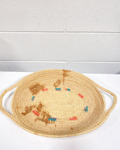 Vintage Woven Tray with Color Accents - As Found