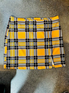 Yellow Plaid Mini Skirt