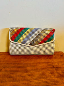 Vintage 80s Multi-colored Shiny Beaded Patent Non leather Going out Shoulder Bag