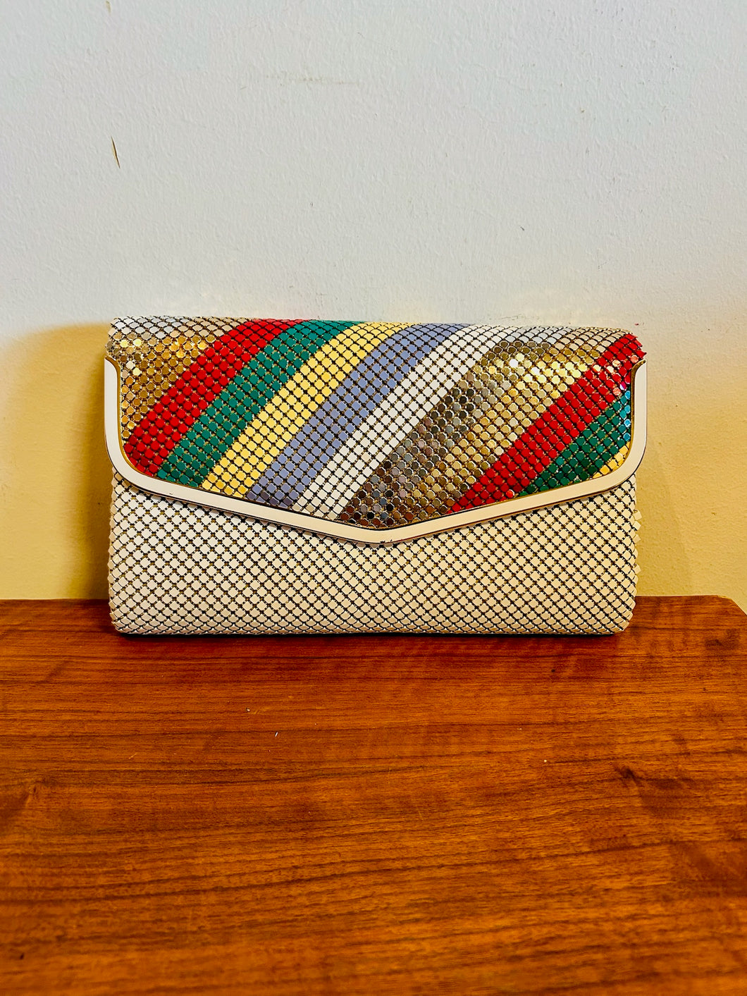 Vintage 80s Multi-colored Shiny Beaded Patent Non leather Going out Shoulder Bag