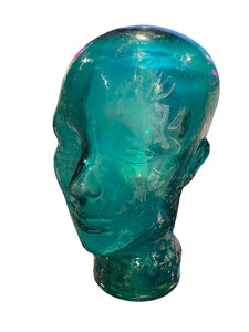 Teal Vintage Glass Hat Holder