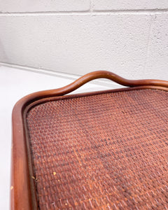 Vintage Rattan Tray with Handles