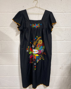 Black Embroidered Nicaragua Dress Sunbeam Vintage Black Embroidered Nicaragua Dress Sunbeam Vintage