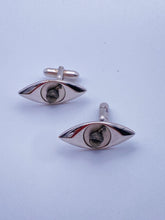 Load image into Gallery viewer, Chrome Eye Shaped Cufflinks with Acorns
