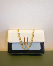 Load image into Gallery viewer, Cream, Blue and Black Purse
