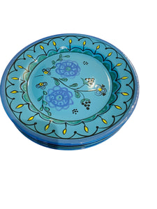 Set of Four Distinct Beautiful Hand Painted Floral Plates from Hungry