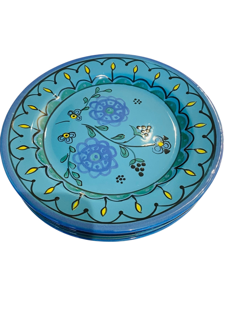 Set of Four Distinct Beautiful Hand Painted Floral Plates from Hungry