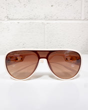 Load image into Gallery viewer, Cream Aviator Sunnies with Brown Lenses
