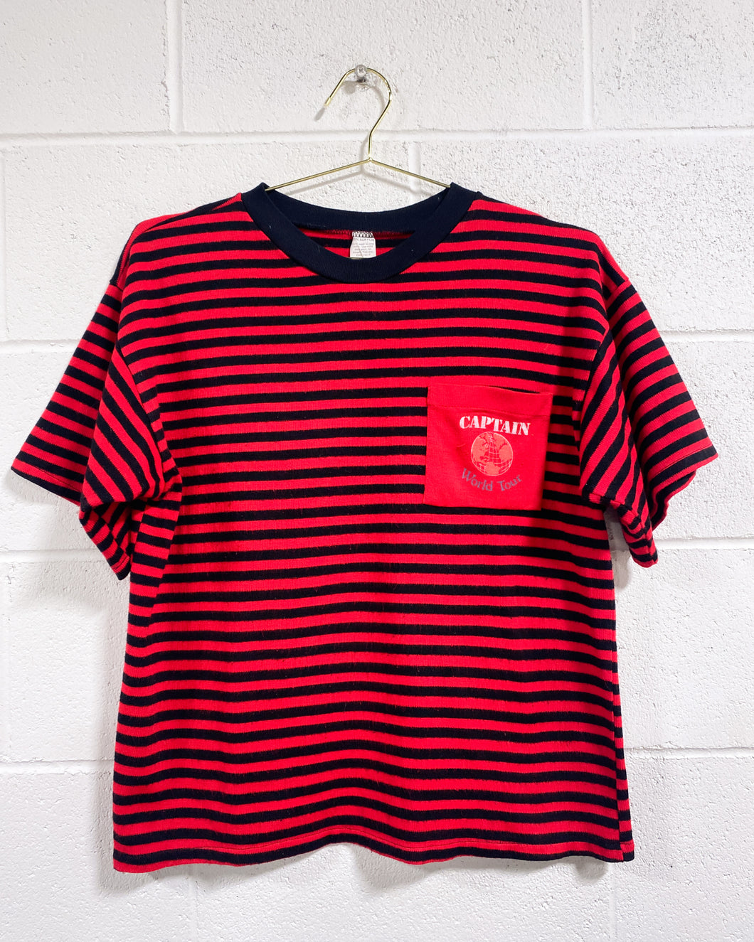 Vintage Red and Black Striped Knit Shirt