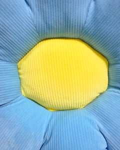 Large Baby Blue and Yellow Flower Pillow