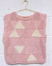 Load image into Gallery viewer, Vintage Pink Knit Blouse with Triangle Motif (M)
