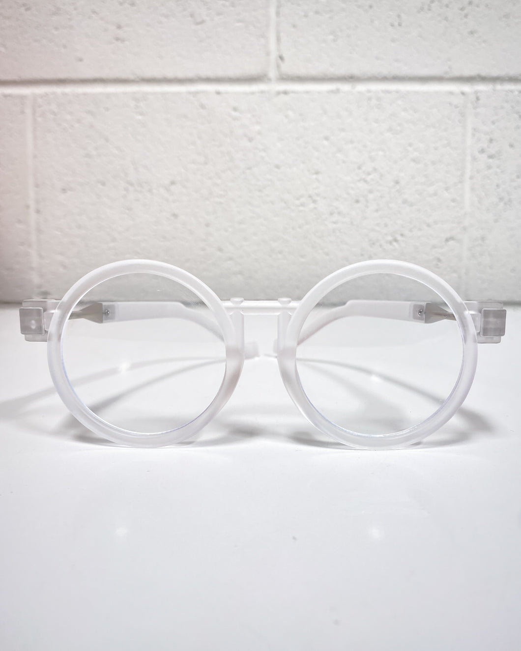 Round Frosted White Glasses