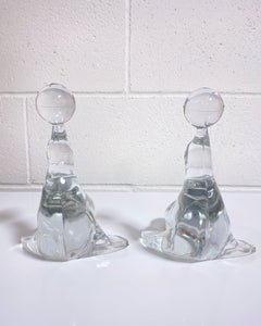 Vintage Martinsville Glass Seal Bookends