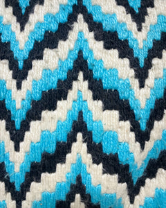 Vintage Turquoise and Black Woven Pillow with Tassels