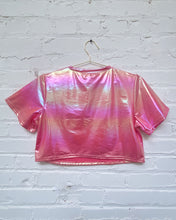 Load image into Gallery viewer, Pink Irridescent Crop Top (L)
