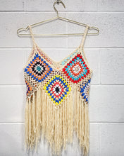 Load image into Gallery viewer, Granny Crocheted Blouse with Fringe
