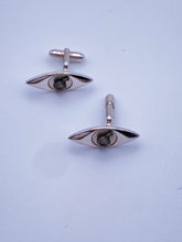 Load image into Gallery viewer, Chrome Eye Shaped Cufflinks with Acorns
