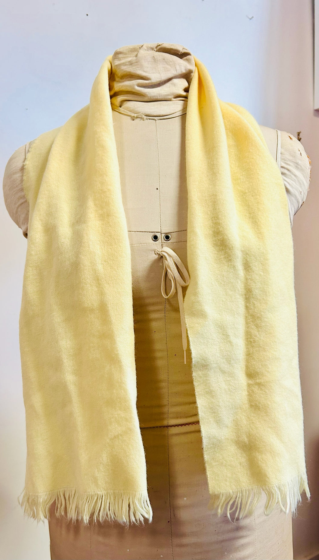 Wool Frilly in Yellow Scarf