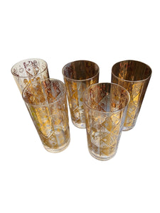 Set of Five Georges Briard Gold High Ball Glasses