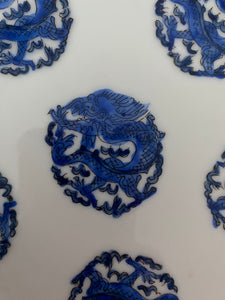 Japanese Porcelain with Blue Dragons and Brass Covered Base
