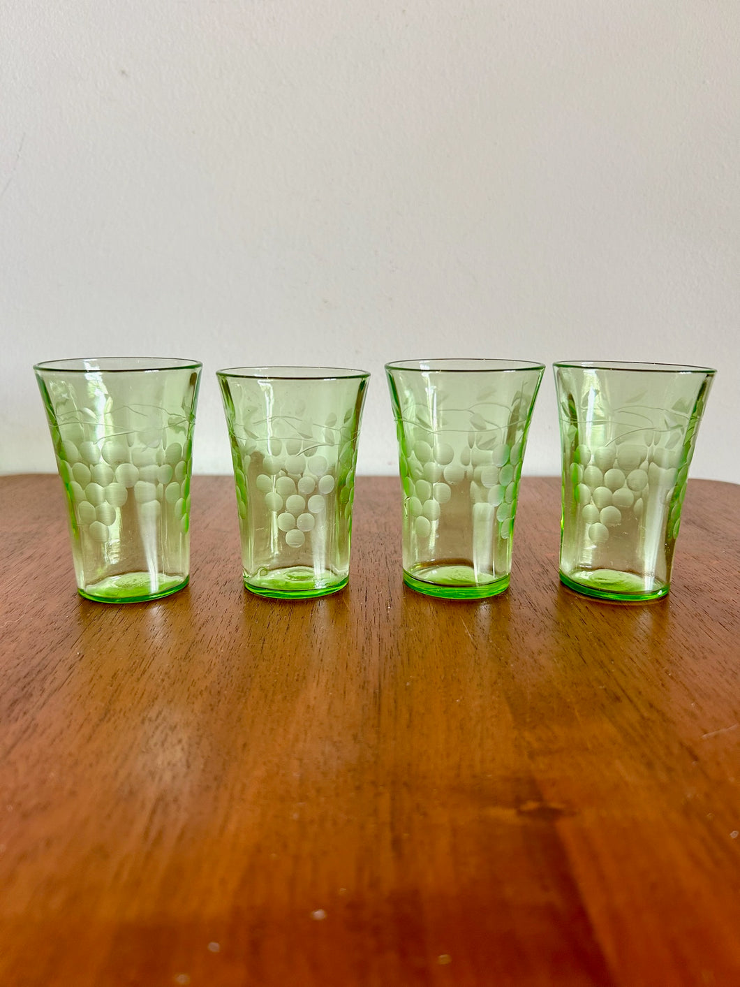 Vintage Uranium Green Glass, Tumbler Set, Set outlets of 4