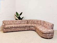 Load image into Gallery viewer, Curved Vintage Sectional Sofa in Rosewood Textured Upholstery
