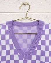 Load image into Gallery viewer, Lavender and White Checkered Knit Vest
