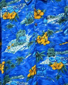 Blue Hawaiian Rayon Shirt (XL)