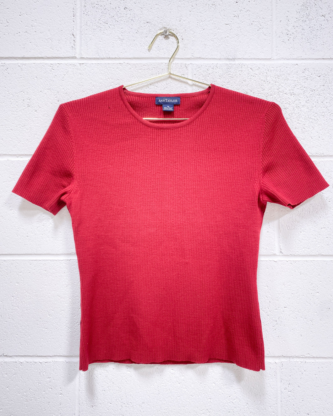 Anne Taylor Red Knit Blouse (M)