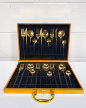 Load image into Gallery viewer, Gold and Black Utensil Set - 24 pieces
