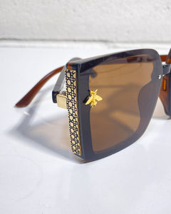 Oversized Brown Sunnies with Bee Detail