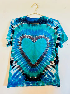 Tye Dye Blue Green Heart Shirt