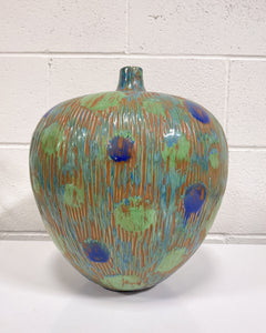 Bulbous Ceramic Peacock Vase