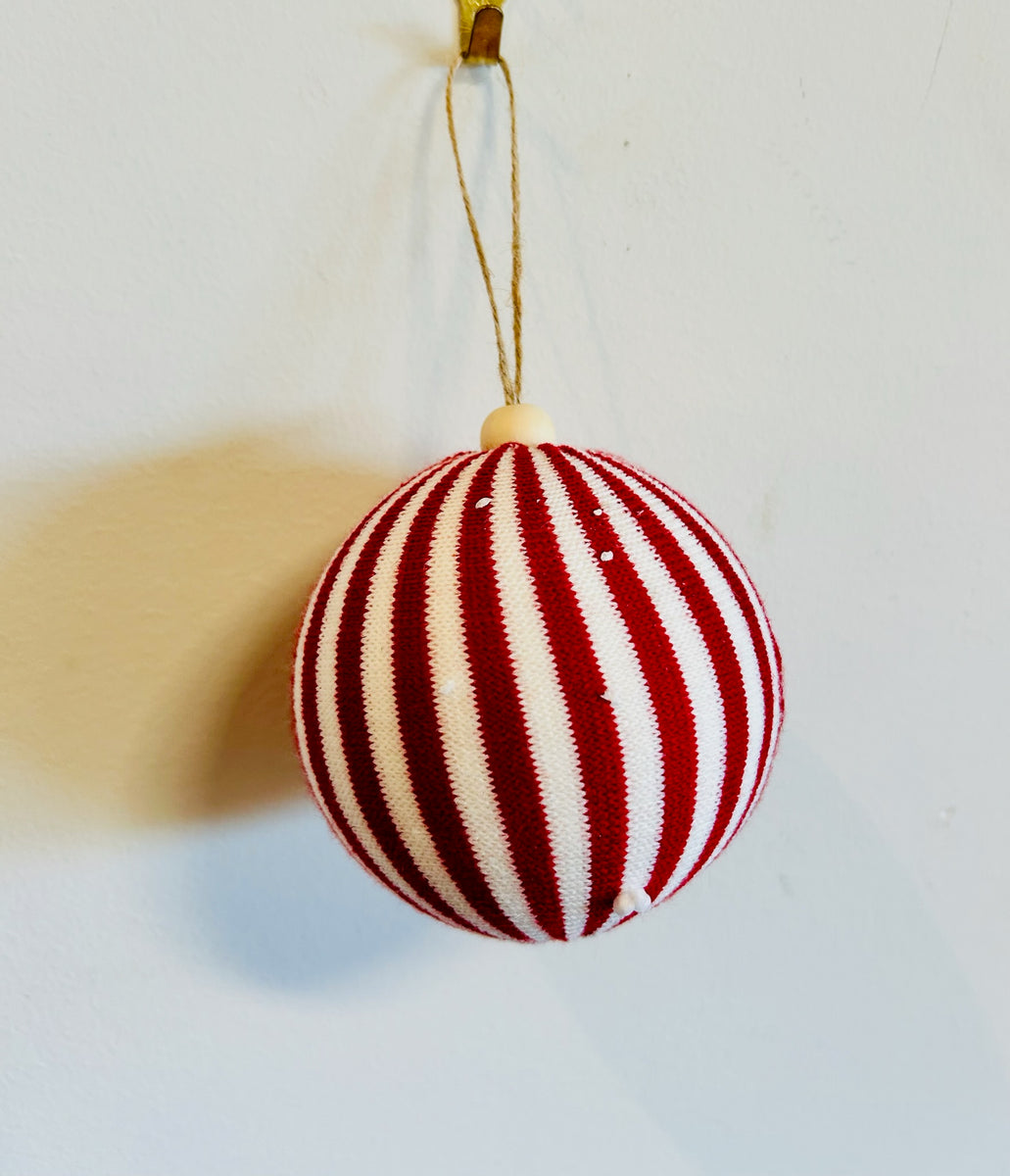 Christmas Tree Candy Cane Sphere Knitted Ornament – Sunbeam Vintage