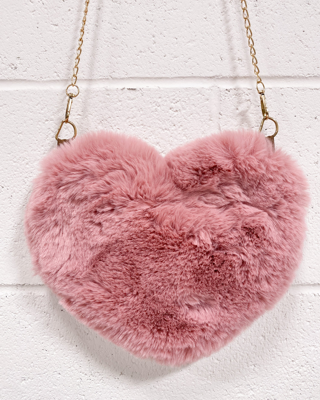 Fuzzy Heart Shaped Pink Purse