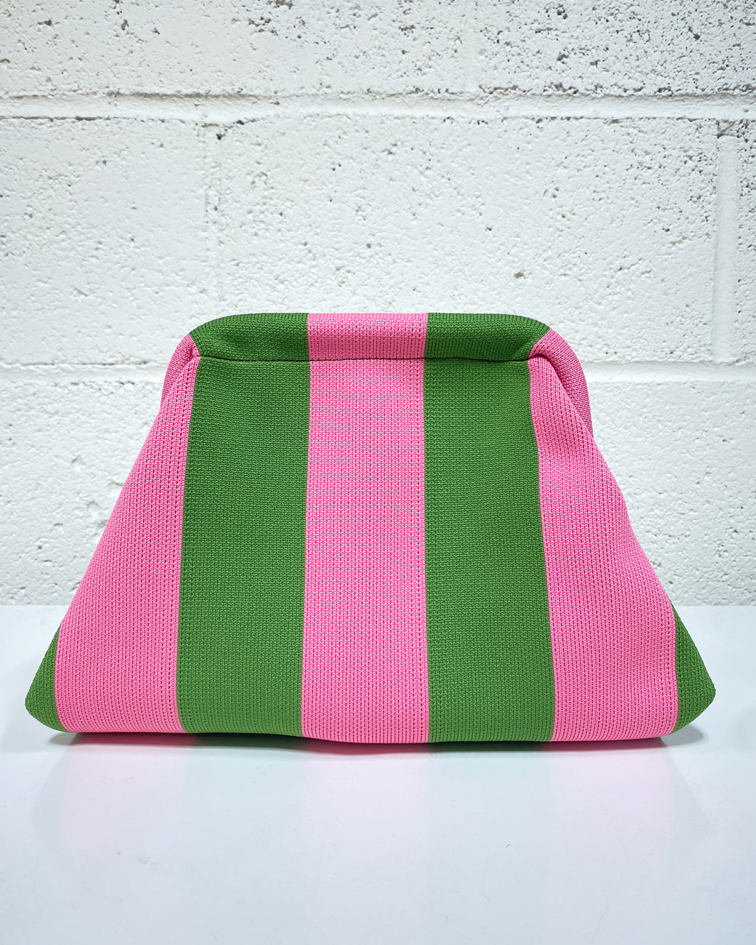 Pink and Green Striped Clutch