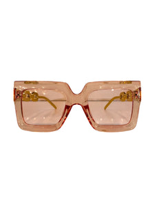 Transparent Pink Frame and Gold Chain Stem Fashion Glasses