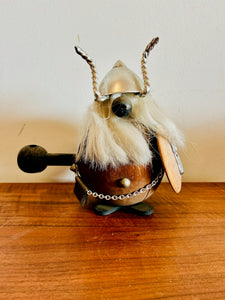 Vintage Dagger Bull Short Gray Haired Round Wooden Viking