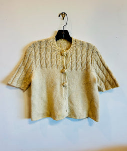 Beige Knitted Glimmer Stitch Sweater Top