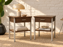 Load image into Gallery viewer, Pair of Vintage Wood and Metal Nightstands
