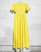 Load image into Gallery viewer, Vintage Butter Yellow Dress with Daisy Appliqués
