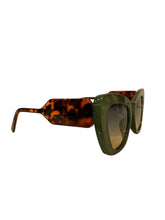 Load image into Gallery viewer, Oversized Green Cat Eye and Tortoise Pattern Stem Sunnies
