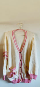 Preppy Pink and White Cardigan