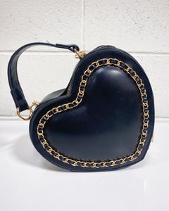 Black Heart Purse with Gold Chain Detail