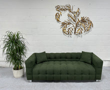 Load image into Gallery viewer, Olive Green Nubby Sofa
