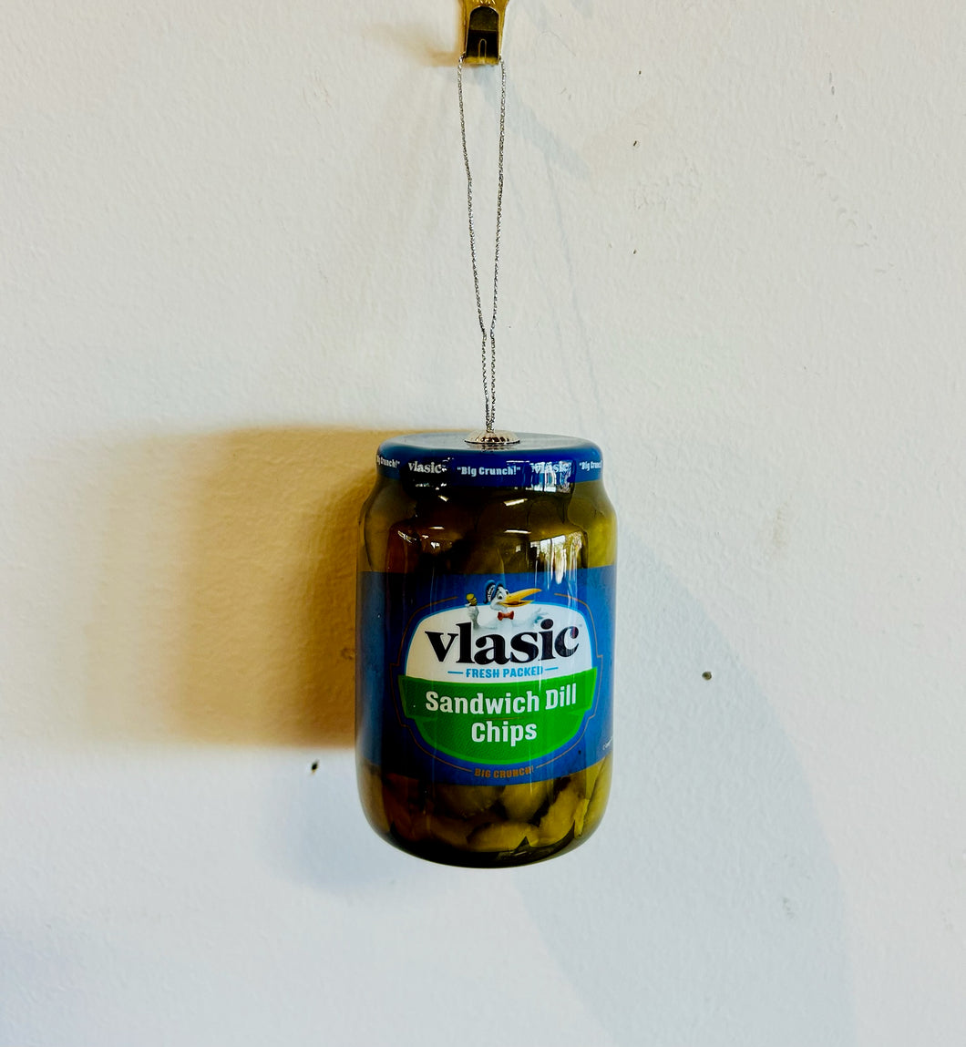 Christmas Tree Vlasic Sandwich Dill Chips Glass Ornament