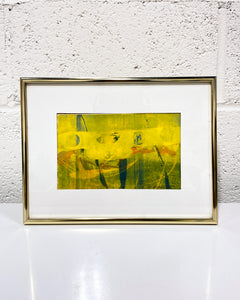 Vintage Abstract Painting in Yellow, Signed (1985)