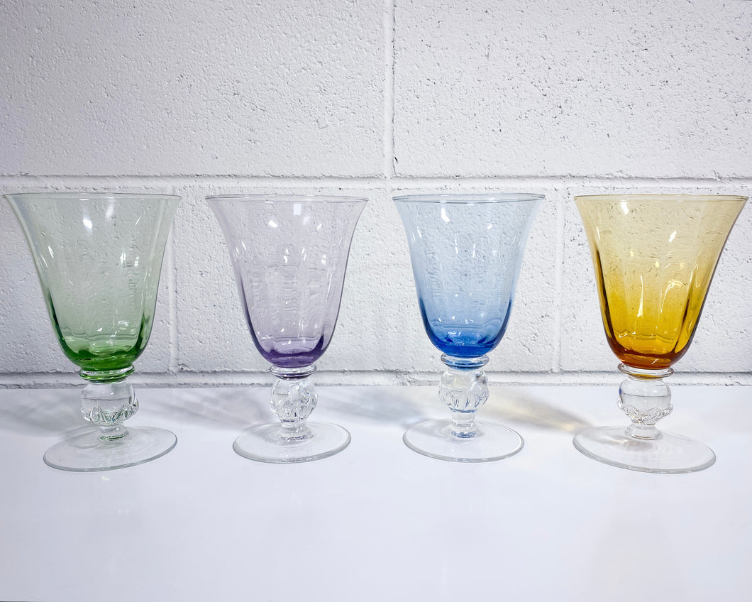 Vintage Set of 4 Colorful Goblets