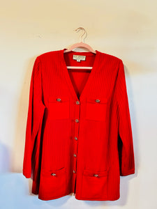 St.John Red Sweater Cardigan